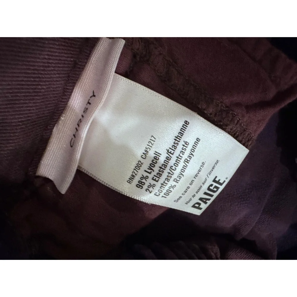 PAIGE Christy Off Duty High Rise Tapered Pant in Vintage Deep Berry Sz 28 Jogger